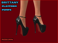 BRITTANY ANKLE STRAP PLATFORM PUMPS, BLACK, REBORN