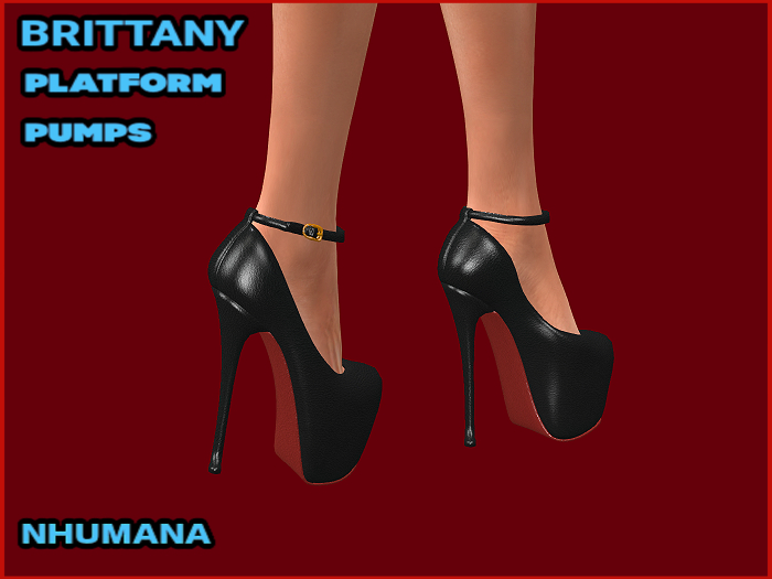 BRITTANY ANKLE STRAP PLATFORM PUMPS, BLACK,NHUMANA 
