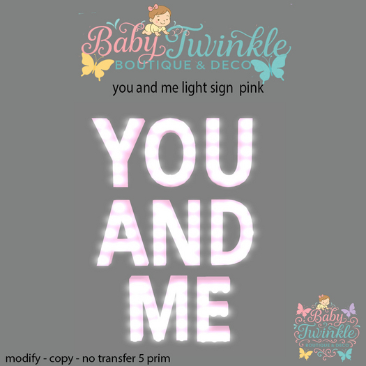 you and me light sign  pink
