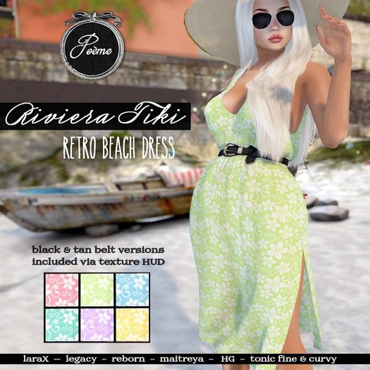 {Poeme} Riviera Retro Tiki Beach Dress w/HUD