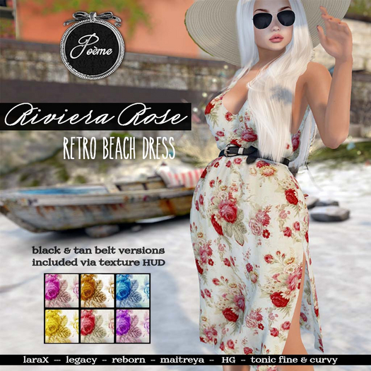 {Poeme} Riviera Retro Roses Beach Dress w/HUD