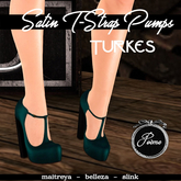 {Poeme} Satin T-Strap Pumps (Turkes)
