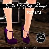 {Poeme} Satin T-Strap Pumps (Royal)