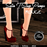 {Poeme} Satin T-Strap Pumps (Rouge)
