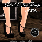 {Poeme} Satin T-Strap Pumps (Noire)