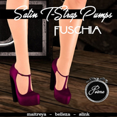{Poeme} Satin T-Strap Pumps (Fuschia)