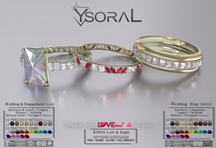 ~~ Ysoral ~~ .:Set Rings Wedding Anaelle & Marius:.(Lady & Male Bento & Unrigged)