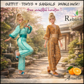 KIMONO TOKYO - double pack - orange /turqouise  - REBIRTH - FREE ANIMATED HANDFAN