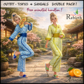 KIMONO TOKYO - double pack - blue/green  - REBIRTH - FREE ANIMATED HANDFAN