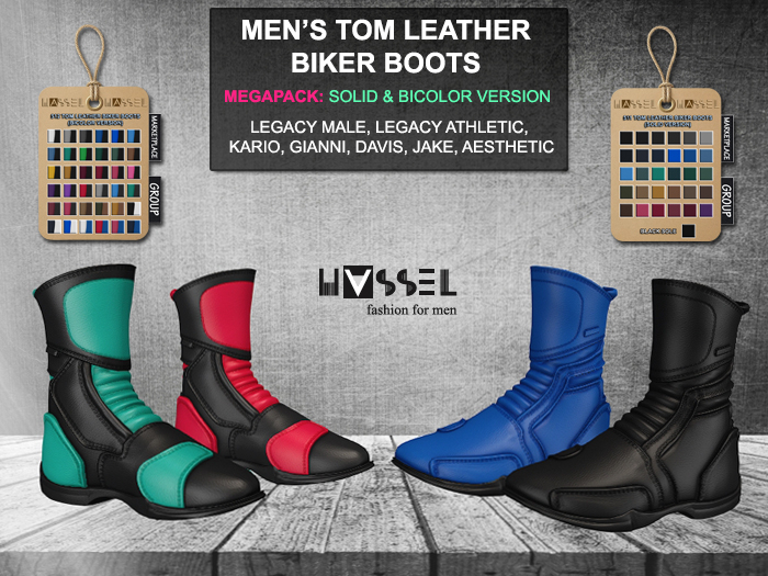 (HASSEL) MEGAPACK MEN'S TOM LEATHER BIKER BOOTS LEGACY MALE & ATHLETIC, KARIO, GIANNI, DAVIS, JAKE, AESTHETIC 511 - 512