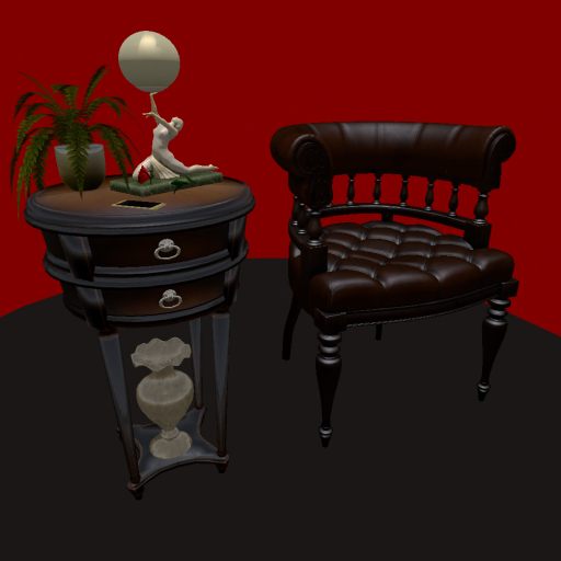 Back Round Chair & Table #1