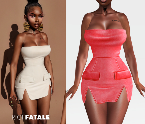 $RICH FATALE - GABRIELLE LEATHER BODYCON - ROUGE