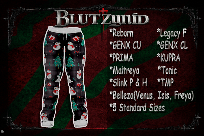 Black Snowman Pjs F