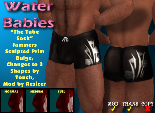 Water Babies - "The Tube Sock" Square Cut (Black)