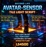 Second Life Avatar-Sensor Tile Light Script (Full Perm) – Auto Light On/Off Floor Tile System