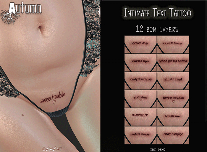 AutumN-Intimate Text Tattoo Set BOM DEMO