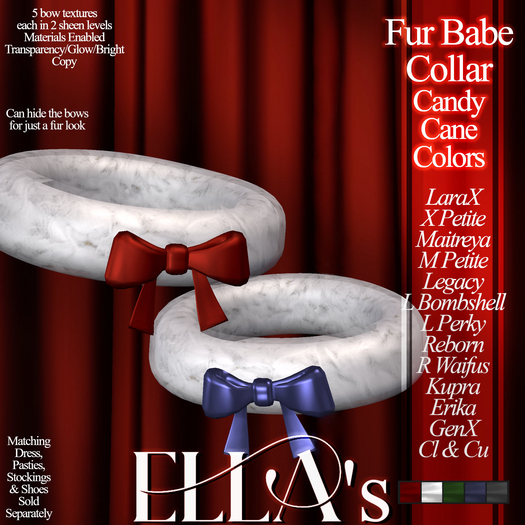 Ella's - Fur Babe Collar Candy Cane Colors