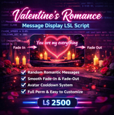 Valentine’s Romance Message Display – Animated Fade Text LSL Script with Cooldown (Full Perm)