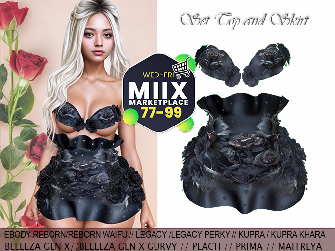 PROMOTION!!! InStyle SET Black  With Roses,Pearls,Glitter