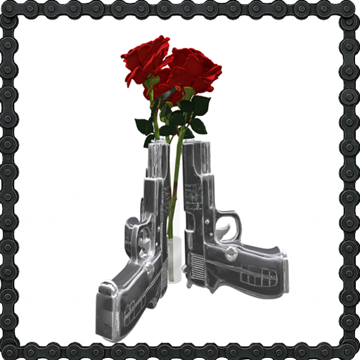 Glass 3 Guns Vase 3 Red Roses