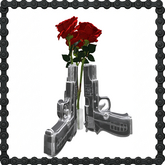 Glass 3 Guns Vase 3 Red Roses