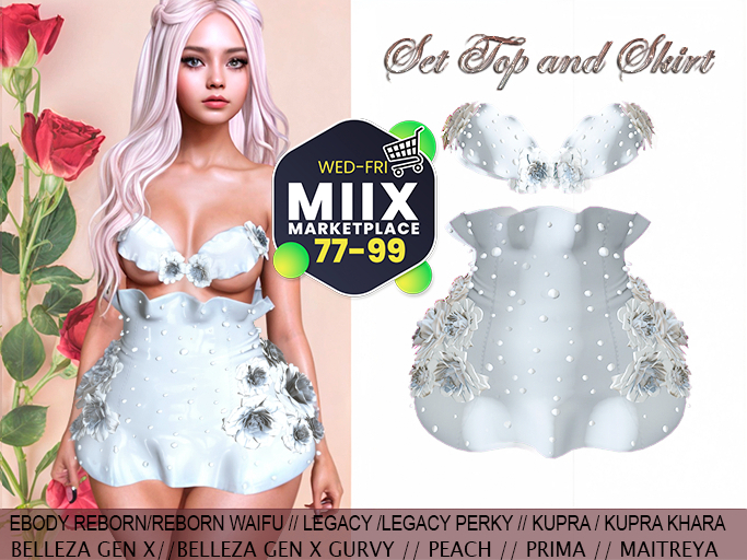 PROMOTION!!! InStyle SET  White With Roses,Pearls,Glitter