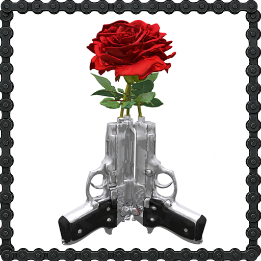 3 handguns Roses Vase