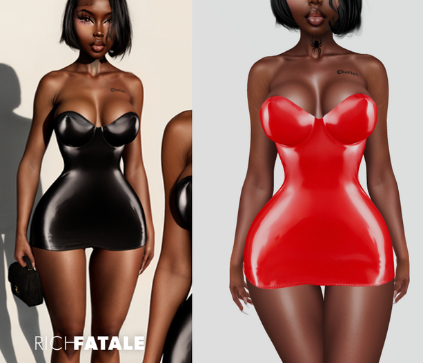 $RICH FATALE - STASSI STRUCTURED LATEX BODYCON - ROUGE