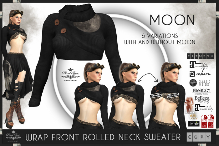 PIXEL BOX - Moon Wrap Front Rolled Neck Sweater