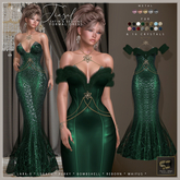 Son!a-Edge Tinsel Formal Mesh Dress / Gown EverGreen