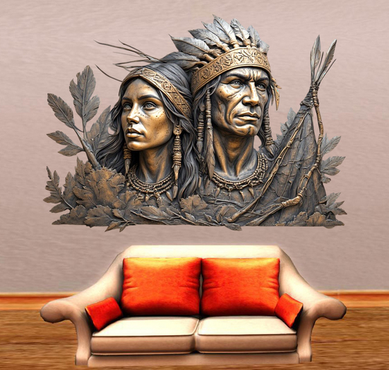 Wall Deco Sticker Mural Amerindien 0ind4