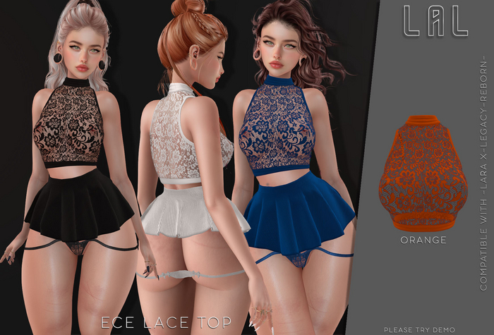 -LAL-Ece Lace  Top    [ORANGE]