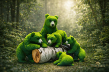 Green Bear Gathering – Whimsical Forest Decor Art