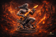Rock God Statue – Stone Guitar Deity Sculpture Decor