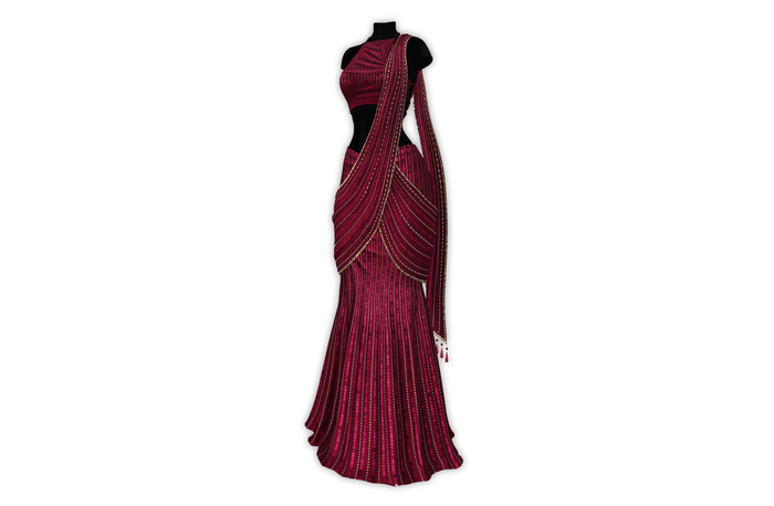{Zaara} Anchal Sari-gown *ruby*