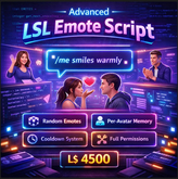 Advanced LSL Emote Script – Randomized Avatar Emotes with Memory & Cooldown – Full Permission