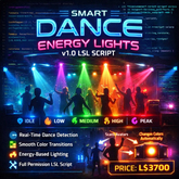Smart Dance Energy Lights v1.0 – Reactive Club Lighting System | Full Perm LSL Script | DJ & Dance Floor Auto Color Ligh