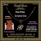 FEMALE Morningstar Single Initial Necklace ~G~ 18K GOLD