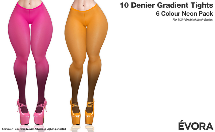 EVORA - 10 Denier Gradient Tights (Neon)