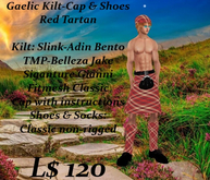 Gaelic Kilt-Cap-Shoes & socks-Red