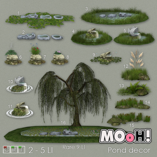 14. MOoH! - Pond decor - Rocks with cattails 2 2LI