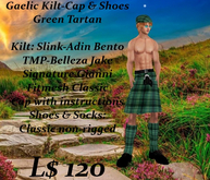 Gaelic Kilt-Cap-Shoes & socks-Green