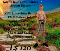 Gaelic Kilt-Cap-Shoes & socks-Brown