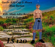 Gaelic Kilt-Cap-Shoes & socks-Blue