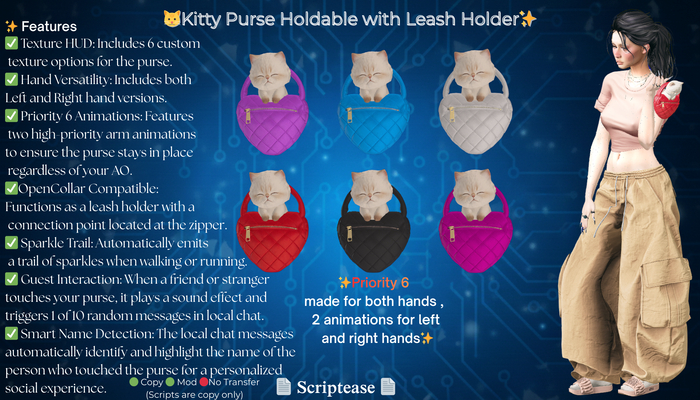scriptease kitty purse leash holder 