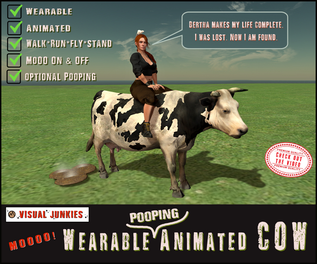 Myrdin's Wearable Rideable Pooping Cow