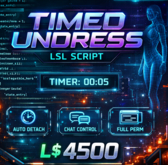 Timed Undress LSL Script – Auto Detach Clothing with Timer & Chat Control (Full Perm)