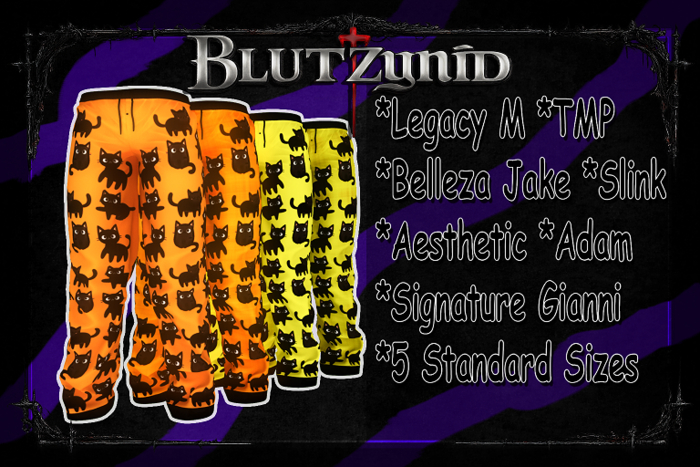 Orange/Yellow Halloween Cat M Pjs