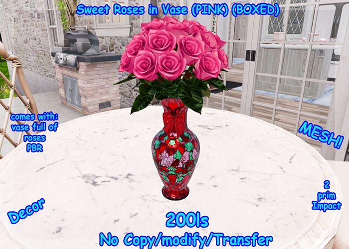 Sweet Roses in Vase (PINK) (BOXED)
