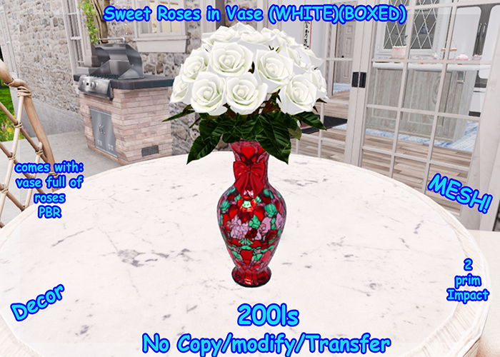 Sweet Roses in Vase (WHITE)(BOXED)